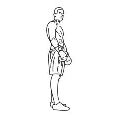 professional boxer black line illustration