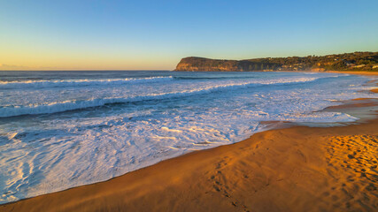 Surfs up aerial sunrise seascape