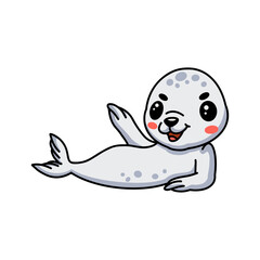 Cute white little seal cartoon