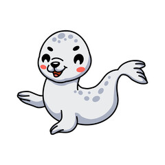 Cute white little seal cartoon