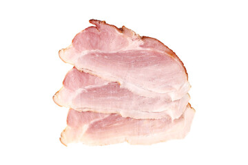 Raw bacon strips isolated on white background