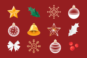 Christmas decorative ornament set vector