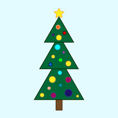 Christmas holiday tree icon. Festive decoration. Isolated element. Winter season. Vector illustration. Stock image.