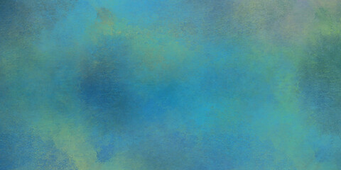 Abstract granged digital painted textured bright artistic background on blue shades with light and dark blue splashes on old ancient paper texture what looks like clouds on the sky