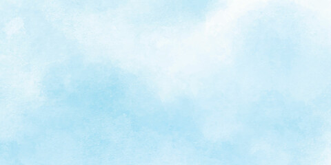 Sky blue shades watercolor background. Aquarelle paint paper textured canvas for design, card template. Turquoise gradient color handmade illustration. Abstract watercolor background