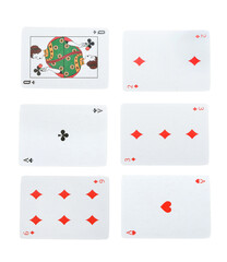 Poker playing cards isolated on white background