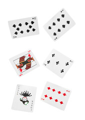 Poker playing cards isolated on white background