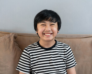 Portrait little boy smile for happy time concept