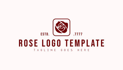 Rose logo inspiration. Aesthetic line art rose logo design for beauty care, skin care, spa, yoga, women fashion and beauty clinic treatment. Initial modern logo branding identity for feminine company.