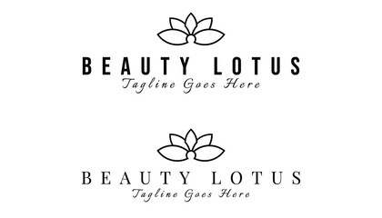 Lotus flower logo inspiration. Aesthetic line art lotus logo design for beauty care, skin care, spa, yoga, boutique, women fashion and beauty clinic treatment. set isolated lotus logo bundle.