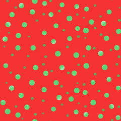 Watercolor christmas seamless pattern with abstract geometric green zigzag on red. Merry Christmas and Happy New year texture.