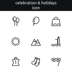 celebration and holidays icon set outline style 