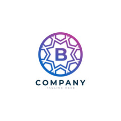 Letter B Inside Circle Shape Logo Design Template Element