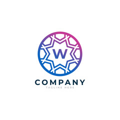 Letter W Inside Circle Shape Logo Design Template Element