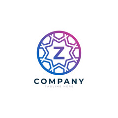 Letter Z Inside Circle Shape Logo Design Template Element
