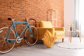 Obraz premium Stylish interior with bicycle in room
