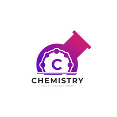 Letter C Inside Chemistry Tube Laboratory Logo Design Template Element