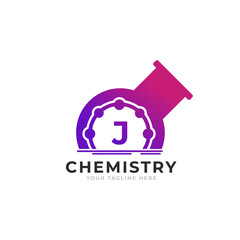 Letter J Inside Chemistry Tube Laboratory Logo Design Template Element