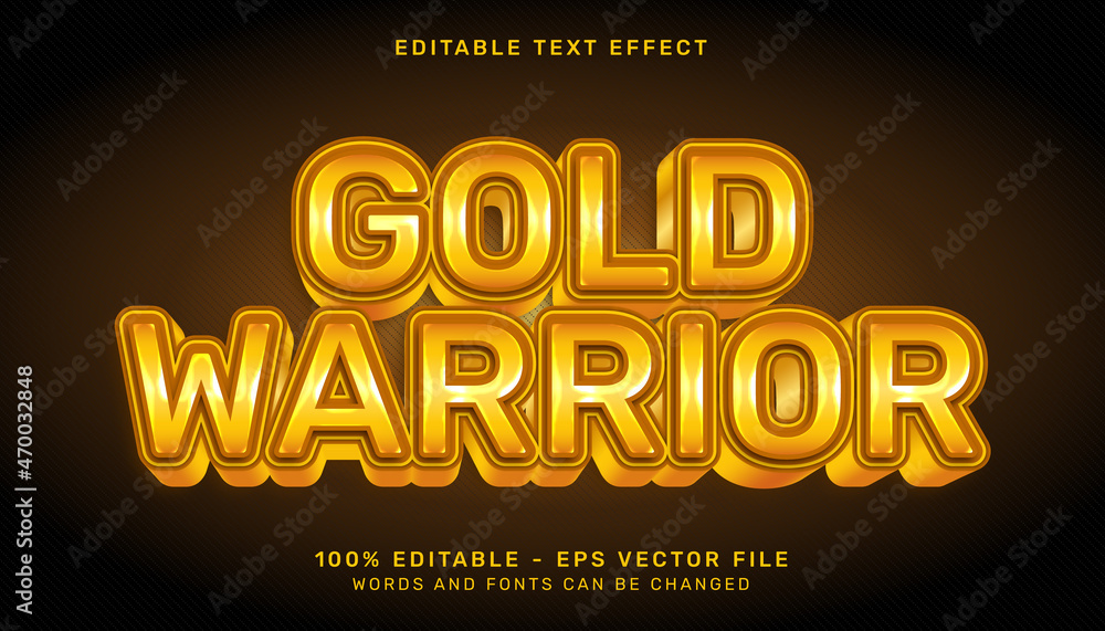 Aufkleber gold warriorv3d text effect and editable text effect