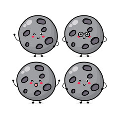 Cute funny moon character. Vector hand drawn cartoon mascot character illustration icon. Isolated on white background.