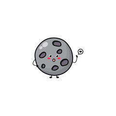 Cute funny moon character. Vector hand drawn cartoon mascot character illustration icon. Isolated on white background.
