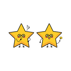 Cute funny star character. Vector hand drawn cartoon mascot character illustration icon. Isolated on white background.