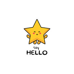 Cute funny star character. Vector hand drawn cartoon mascot character illustration icon. Isolated on white background.