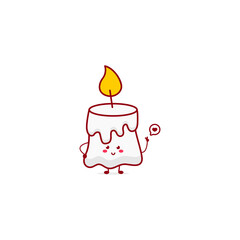Cute funny candle character. Vector hand drawn cartoon mascot character illustration icon. Isolated on white background.