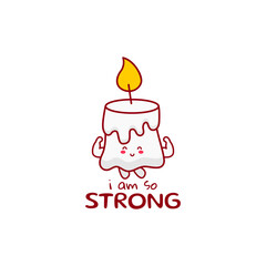 Cute funny candle character. Vector hand drawn cartoon mascot character illustration icon. Isolated on white background.