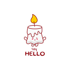 Cute funny candle character. Vector hand drawn cartoon mascot character illustration icon. Isolated on white background.