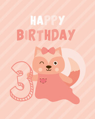 happy birthday with number three