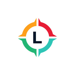 Colorful Letter L Inside Compass Logo Design Template Element
