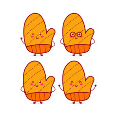 Cute funny gloves character. Vector hand drawn cartoon mascot character illustration icon. Isolated on white background.