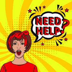 Need help? in comic pop art style. Need help? brainy game word. Comic book explosion with text Need help? Vector bright cartoon illustration in retro pop art style.
