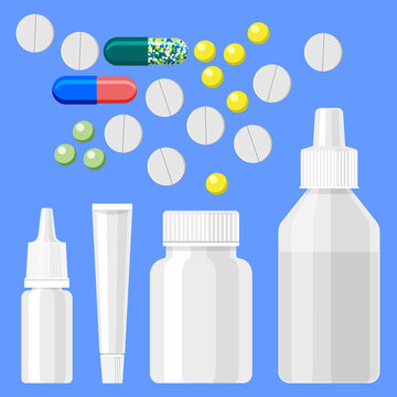 tablets, vials, packages of medicines