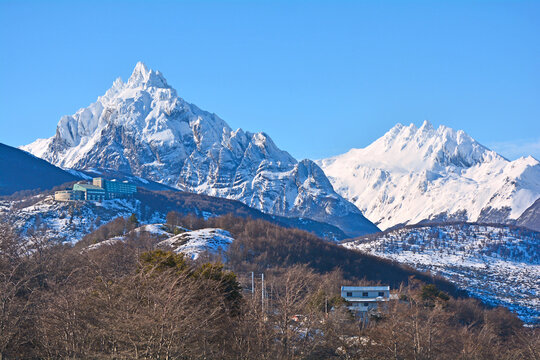 mountains, mount olivia and five brothers, icons of the city of ushuaia