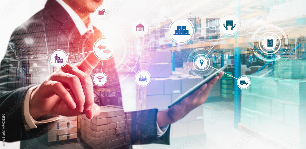 Poster smart warehouse management system with innovative internet of things technology to identify package 