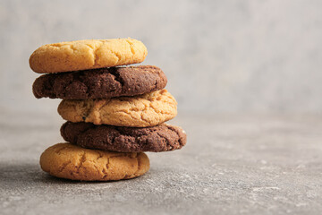 Fototapeta na wymiar Tasty homemade cookies on grey background