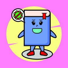 Cartoon mascot illustration book using mask to prevent corona virus in cute style design for t-shirt, sticker, logo element, poster