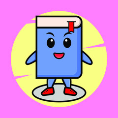 Cartoon book character with happy expression in cute style design for t-shirt, sticker, logo element, poster