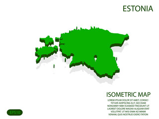 Green isometric map of Estonia elements white background for concept map easy to edit and customize. eps 10