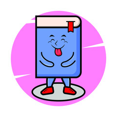 Book mascot cartoon with flashy expression in cute style for t-shirt, sticker, logo element