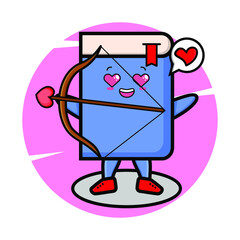 Romantic cupid book mascot with love arrow and cute style design for t-shirt, sticker, logo elements