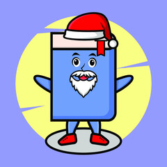 Book mascot cartoon character as santa claus cartoon character christmas for t-shirt, sticker, logo element