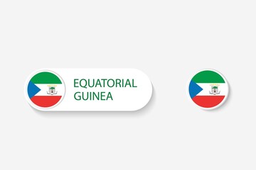 Equatorial Guinea button flag in illustration of oval shaped with word of Equatorial Guinea. And button flag Equatorial Guinea.