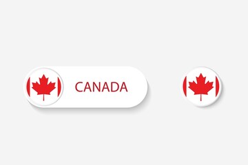 Canada button flag in illustration of oval shaped with word of Canada. And button flag Canada.