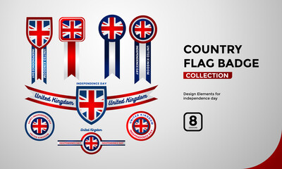 United kingdom flag badge design collection, independence day greetings
