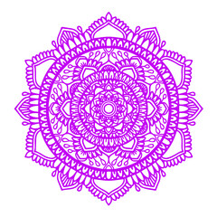 purple mandala illustration design with radial ornament