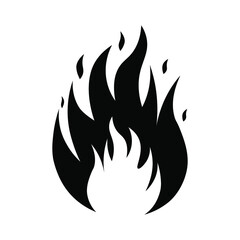 Fire and flames, black sign for design on a white background, vector illustration
