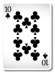 Ten of Clubs Playing Card Isolated